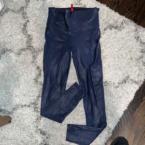 SPANX Faux Leather Leggings / Navy